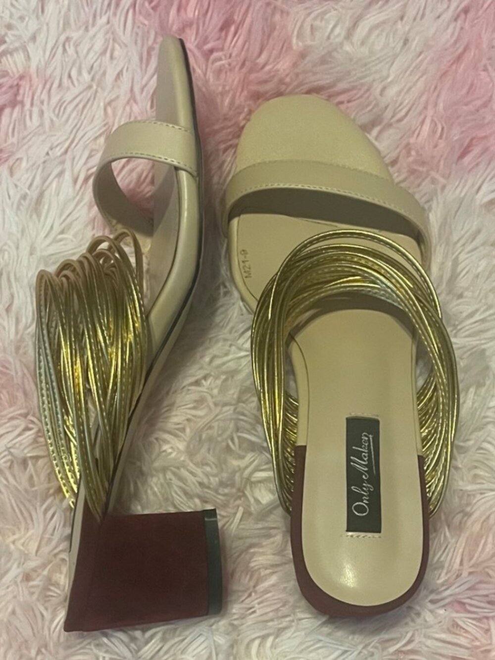 Only Maker Gold Multi-Strap Mules
